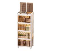 MECOLOR Scatola portaoggetti in plastica con coperchio, organizer pieghevole per armadio, 213 l, impilabile con ruote, cubi portaoggetti con porta apribile, per cucina, bagno, interni ed esterni