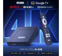 MECOOL 2025 Android 12 TV Box KM9 Pro Max con Google Netflix Dolby Audio certificato 2GB 32GB HDR 4K WiFi 5G BT 5.0 100M IP TV