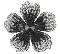 Mecool Fermaglio per capelli da 7,5 cm, a forma di fiore, per matrimoni, feste, con cristalli, per donne, accessori per capelli, colore: nero