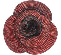 Mecool Fermaglio per capelli in cristallo artificiale spilla corsetto copricapo fiore accessorio per capelli per donne ragazze rosso festa