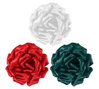 Mecool Grande spilla a forma di rosa per acconciatura, fermaglio per capelli per ragazze, accessori per feste di nozze, 3 pezzi (bianco/rosso/verde intenso)