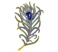 Mecool Spille da donna vintage con piume di pavone e piume di cristallo simulate con piume a goccia