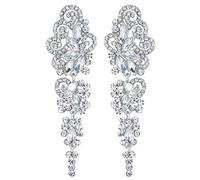 mecresh Orecchini pendenti a forma di lampadario da sposa con cristalli marquise in argento/oro, 3" x 1", Cristallo, Cristallo austriaco