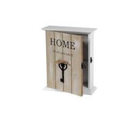 MECSAL CASALINGHI Armadietto Porta Chiavi, Cassetta in Legno, Porta Chiavi da Parete, Con Decorazione Home, 20x7x24 Cm (Effetto Legno)
