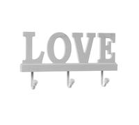 MECSAL CASALINGHI Attaccapanni da Parete, Appendiabiti da Muro 3 Ganci, Appendino in Legno per Ingresso, Bagno, Cameretta (Love)