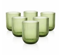 MECSAL CASALINGHI Set 6 Bicchieri Vetro Rigato 300 ml - Bicchieri Acqua e Verde