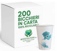 Mecup Bicchieri in Carta, Bicchieri Monouso, 200 Pezzi, Tazza Caffè 200 ml, Usa e Getta, Per Bevande Calde e Fredde, Design Elegante, Igienici, Biodegradabili. Fantasia: Floreale, Verde