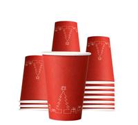 Mecup Bicchieri in Carta Natalizi, Bicchieri Monouso Biodegradabili, 100 Pezzi, Tazza Caffè di Natale 200 ml, Usa e Getta, Per Bevande Calde e Fredde, Fantasia Natalizia. Fantasia: Rosso