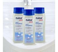 Med Shampoo antiforfora di Isana Med con Piroctone Olamine, caffeina e mentolo, per cuoio capelluto secco, 200 ml, confezione da 3