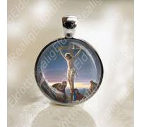 Medaglia cattolica crocifissione Gesù Cristo sulla croce. Tono argento religi...