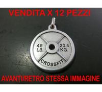 MEDAGLIA CIONDOLO CON ANELLO PER COLLANA DISCO PALESTRA GYM CROSSFIT X 12 PEZZI