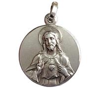 Medaglia del Sacro Cuore di Gesù In Argento Massiccio 925