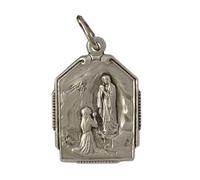 MEDAGLIA DELLA MADONNA DI LOURDES (SANTA BERNADETTE ALLA GROTTA) - REALIZZATA IN STILE ANTICO - 100% MADE IN ITALY