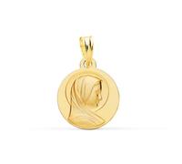 Medaglia della Vergine Maria francese in oro 9k, 14 mm. Colorata. Incisione inclusa nel prezzo - Personalizzabile - INCISIONE INCLUSA NEL PREZZO