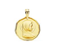Medaglia della Vergine Maria francese in oro 9k, 16 mm, forma ottagonale. Incisione inclusa nel prezzo - Personalizzabile - INCISIONE INCLUSA NEL PREZZO