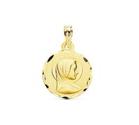 Medaglia della Vergine Maria francese in oro 9k con bordo intagliato da 16 mm