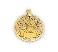 Medaglia di Padre pio Ciondolo Santo di pietralcina in Argento 925 placcato oro 18kt e madreperla®