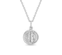 Medaglia Di San Benedetto Collana Per Bambini 13Mm Religiosa - Argento Sterling