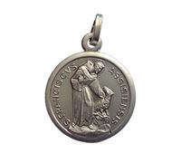 Medaglia di San Francesco D'Assisi con il Lupo Massiccio 925 millesimi - Patrono d'Italia e D'Europa