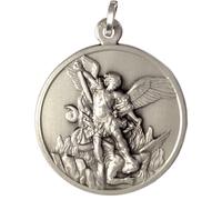 MEDAGLIA DI SAN MICHELE ARCANGELO IN ARGENTO 925 - MISURA GRANDE - ALTO RILIEVO