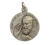 MEDAGLIA DI SAN PIO DA PIETRELCINA ( PADRE PIO ) IN ARGENTO 925 MILLESIMI