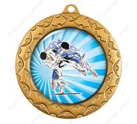 Medaglia dorata TUTTI GLI SPORT. Kit 10 pezzi con incisione e nastrino 1cm