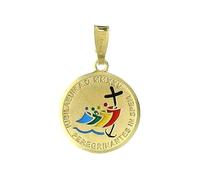 Medaglia Giubileo 2025 smaltata argento 925 dorata 16 mm