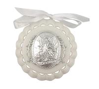 Medaglia in acrilico modellata per culla bianca con angelo custode per la decorazione della cameretta del bambino, 3 1/2 pollici