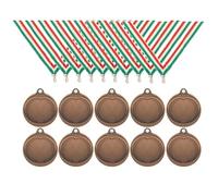 MEDAGLIA IN METALLO PER PREMIAZIONI DIAMETRO Ø 40mm. SET 10 PEZZI COMPLETE DI NASTRINI E PERSONALIZZAZIONE COMPRESA NEL PREZZO (3 - COLORE BRONZO)