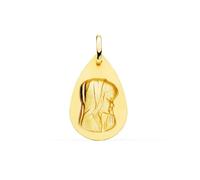 Medaglia in oro 18k per la Prima Comunione, 23 mm, a forma di lacrima, Vergine Maria