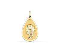 Medaglia Madonna con Bambino in oro 18 carati per la Prima Comunione, 23 mm, finitura opaca lucida. Incisione inclusa nel prezzo - Personalizzabile - INCISIONE INCLUSA NEL PREZZO
