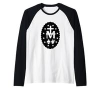 Medaglia Miracolosa Croce Cuori Sacri Dodici Stelle Maglia con Maniche Raglan
