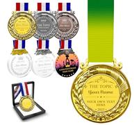 Medaglia Personalizzata per Premiazionii Personalizzato con Scritta Foto Medaglie Incisa Progetta Il Tuo Medaglione con Nastro per Il Bambini MVP,Oro-Metallo