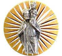 Medaglia San Cristoforo per Auto - Adesivo & Magnetizzato- Santo Patrono dei Viaggiatori (Automobilisti, Treni, Aereo...) Accessorio Porta Felicità Auto, Camper [Garantito A Vita]