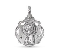Medaglia Vergine Bambina in Argento Sterling 925 massiccio Prima Comunione 20 mm. Incisione inclusa nel prezzo - Personalizzabile - INCISIONE INCLUSA NEL PREZZO