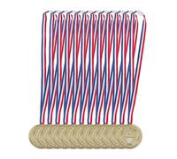 Relaxdays 24x Medaglie d’Oro per Bambini, con Nastro, Fiaccola, Premio per i Vincitori, Ø 5 cm, in Plastica, Oro