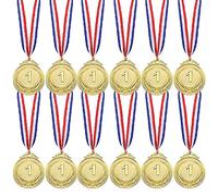 Medaglie de Vincitore in Metallo Dorato da 12 Pezzi - Medaglie per la Giornata dello Sport con Nastri per Bambini Festa di Compleanno premi Concorso
