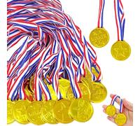 Medaglie per Bambini, medaglia d'oro in plastica da 100 Pezzi, premi Resistenti alla dissolvenza Impermeabile, partecipazione Portatile per la riunione Sportiva per Bambini, Premio, premi di Gioco PE