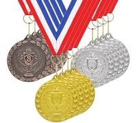 Medaglie per i Bambini, 12-Pack Oro Nastro Bronzo Metallo Medaglia Sport Giorno Medaglie con Nastro Collana per Sport Giorno Premi, Ginnastica Concorsi, Regali del Partito, Bambini Adulti