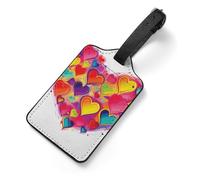 Medaglietta colorata a forma di cuore con identificatori per carte di nome, identificatori in pelle, etichette da viaggio per zaino per lunghi voli, regalo essenziale per aeroporti, 18 x 11,9 cm