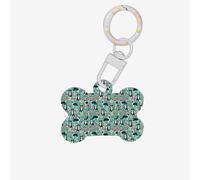 Medaglietta identificativa a forma di osso di cane con stampa floreale Border Collie su entrambi i lati, con portachiavi, per animali domestici