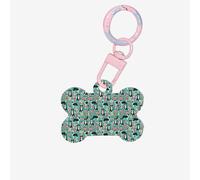 Medaglietta identificativa a forma di osso di cane con stampa floreale Border Collie su entrambi i lati, con portachiavi, per animali domestici