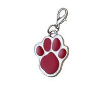 Medaglietta identificativa anti-smarrimento per cani, cuccioli e gatti, a forma di zampa, colore rosso, processo professionale