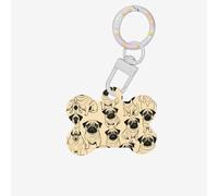 Medaglietta identificativa per animali domestici a forma di carlino con stampa a forma di osso, in acrilico, con anello, per cani e gatti, ciondoli artigianali