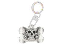 Medaglietta identificativa per cani a forma di osso con teschio messicano, in acrilico, con anello, per cani e gatti, con ciondolo artigianale