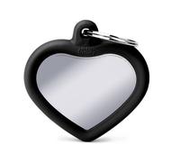 MEDAGLIETTA INCISA SERIE HUSHTAG - TARGHETTA CUORE OTTONE CROMATO gomma nera