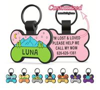 Medaglietta per cane a forma di osso personalizzata e silenziosa, medaglietta identificativa per animali domestici in silicone con incisione personalizzata, medaglietta per cane senza suono, fosforesc