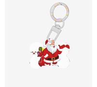 Medaglietta per cani a forma di osso con stampa di Babbo Natale, medagliette per cani in acrilico con anello per cani e gatti, ciondoli artigianali