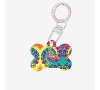 Medaglietta per cani a forma di osso con stampa di orso del Ringraziamento danzante, medagliette per cani in acrilico con anello per cani e gatti, ciondoli artigianali