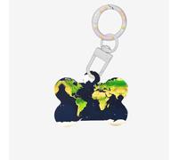 Medaglietta per cani con stampa mappa del mondo a forma di osso con motivo a doppia faccia etichette identificative per cani a forma di osso